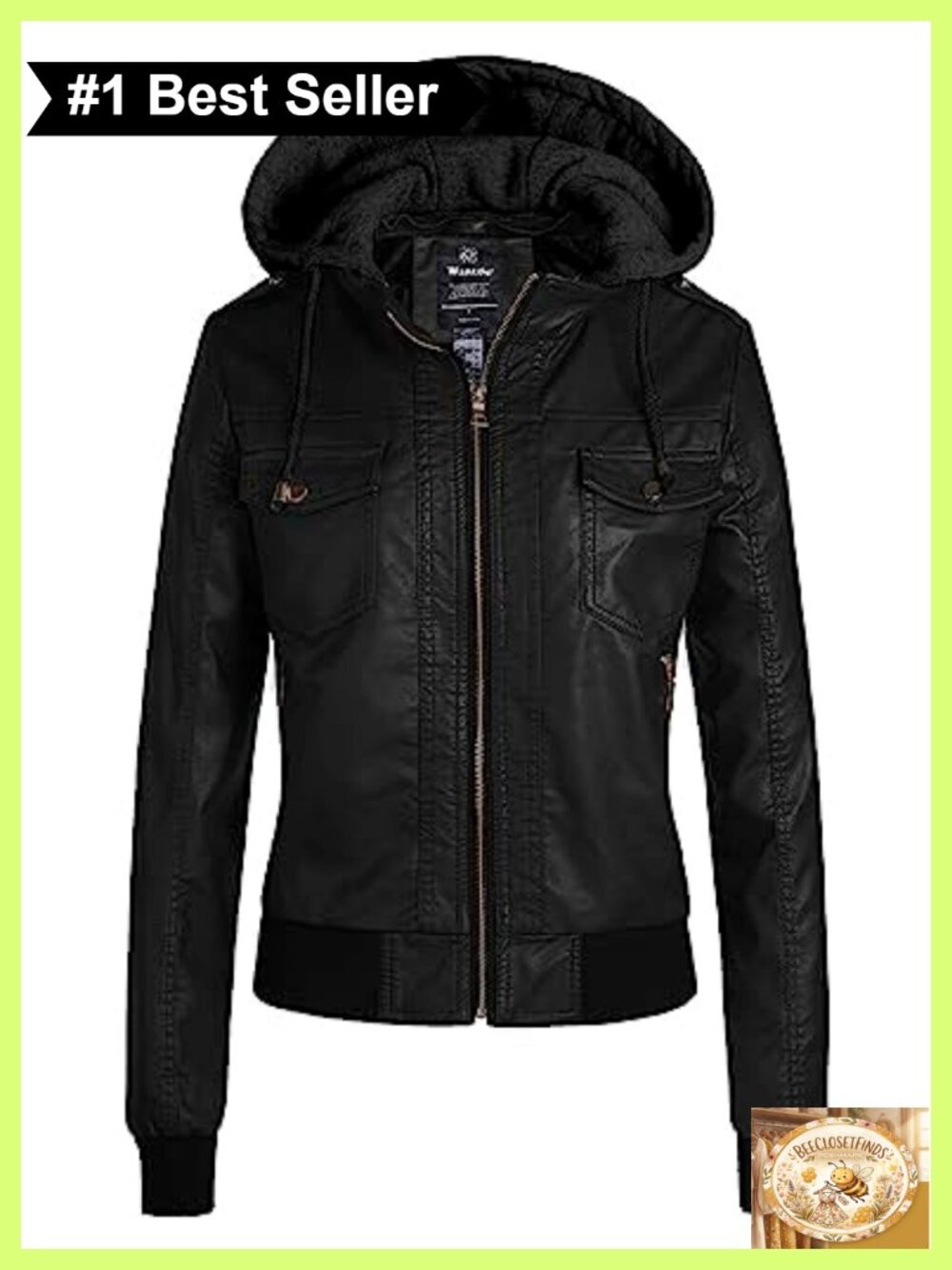 Faux Leather Jacket Women PU Moto Biker Bomber Hooded Coat